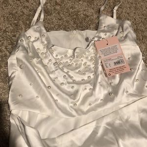 Misguided white pearl dress